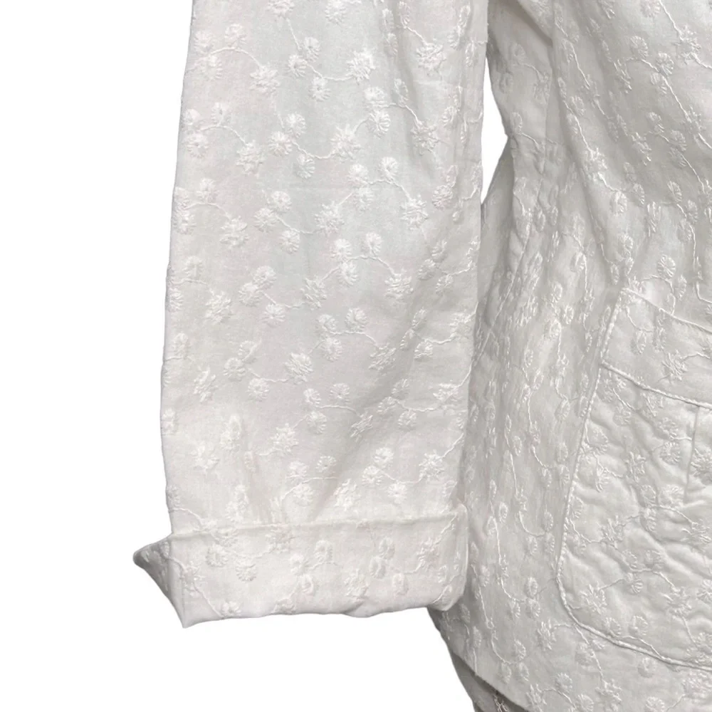 VINTAGE STYLE & CO. Jacket Blazer Ruched details White Floral Size 16 Like new - Picture 4 of 12